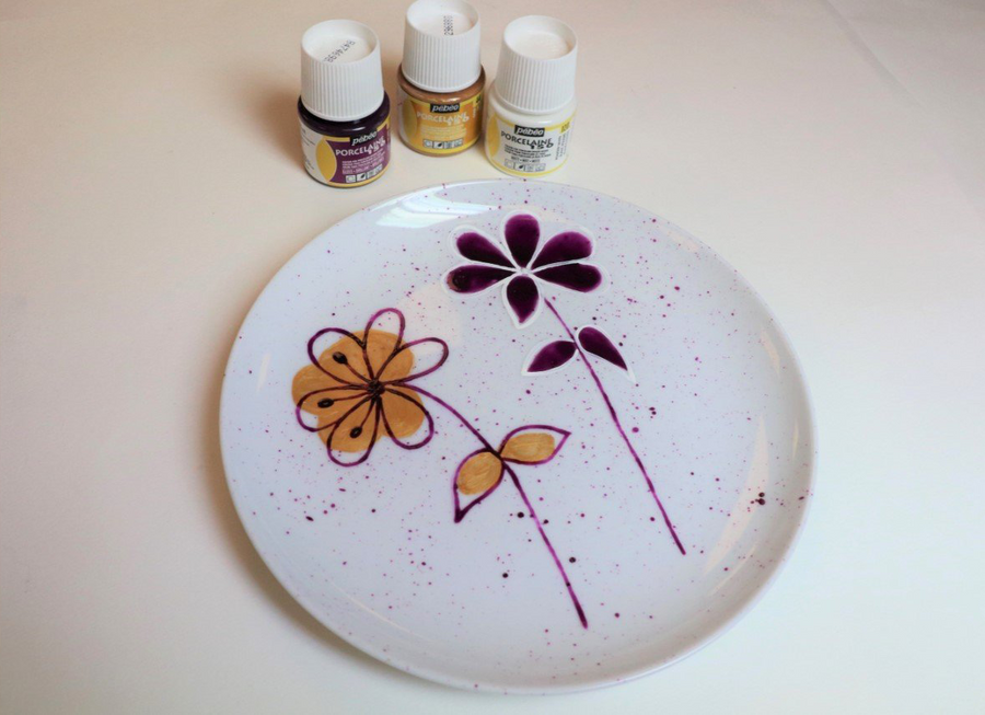 flower painting on plate