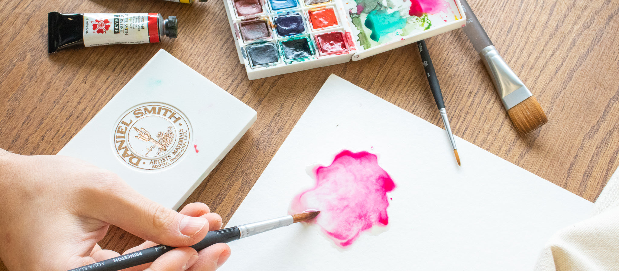 Creative Hobbies 1 7/8 Hake Blender Brush for Watercolor, Wash, Ceramic & Pottery Painting