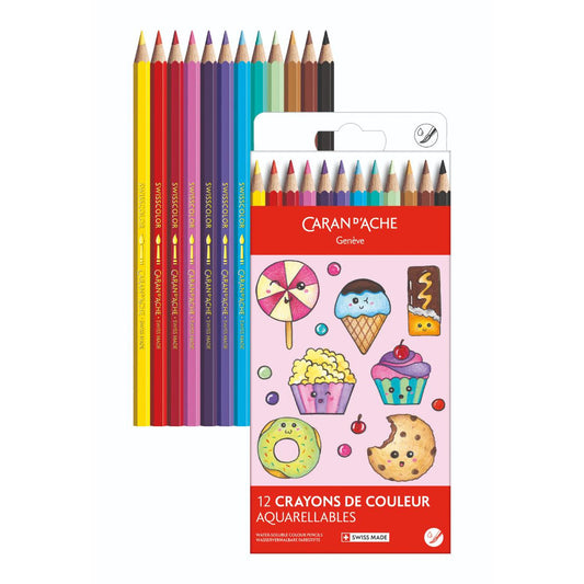 Caran d'Ache Kawaii Candy World box with the 12 Swisscolor watercolour pencils