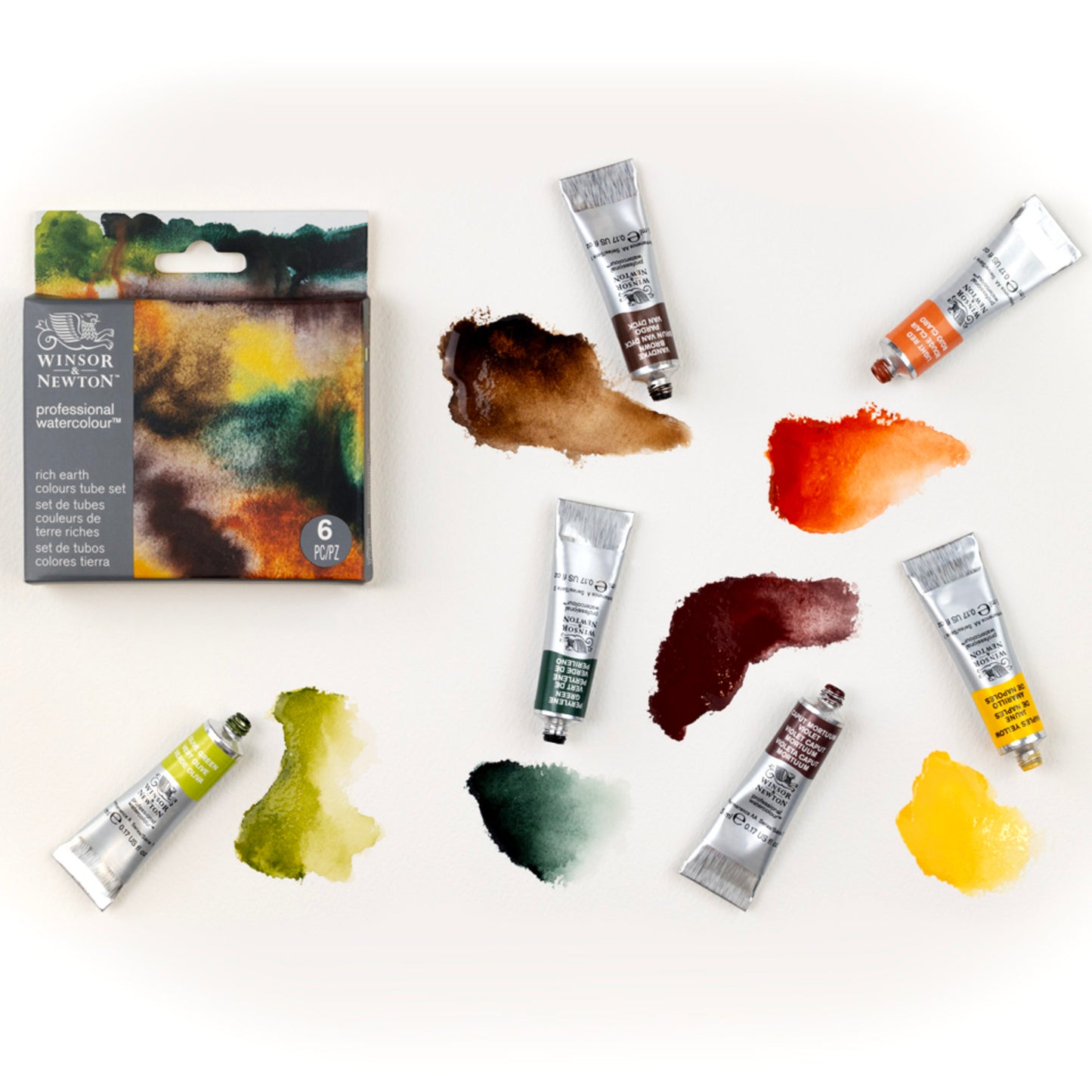 Winsor & Newton Professional Watercolour Set of 6 Rich Earth Colour Tubes
