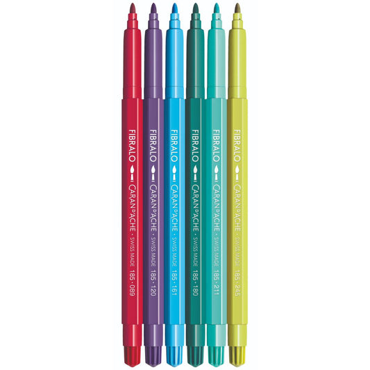 The 6 Fibralo fibre-tipped pen colours in the Kawaii Funny Monsters set