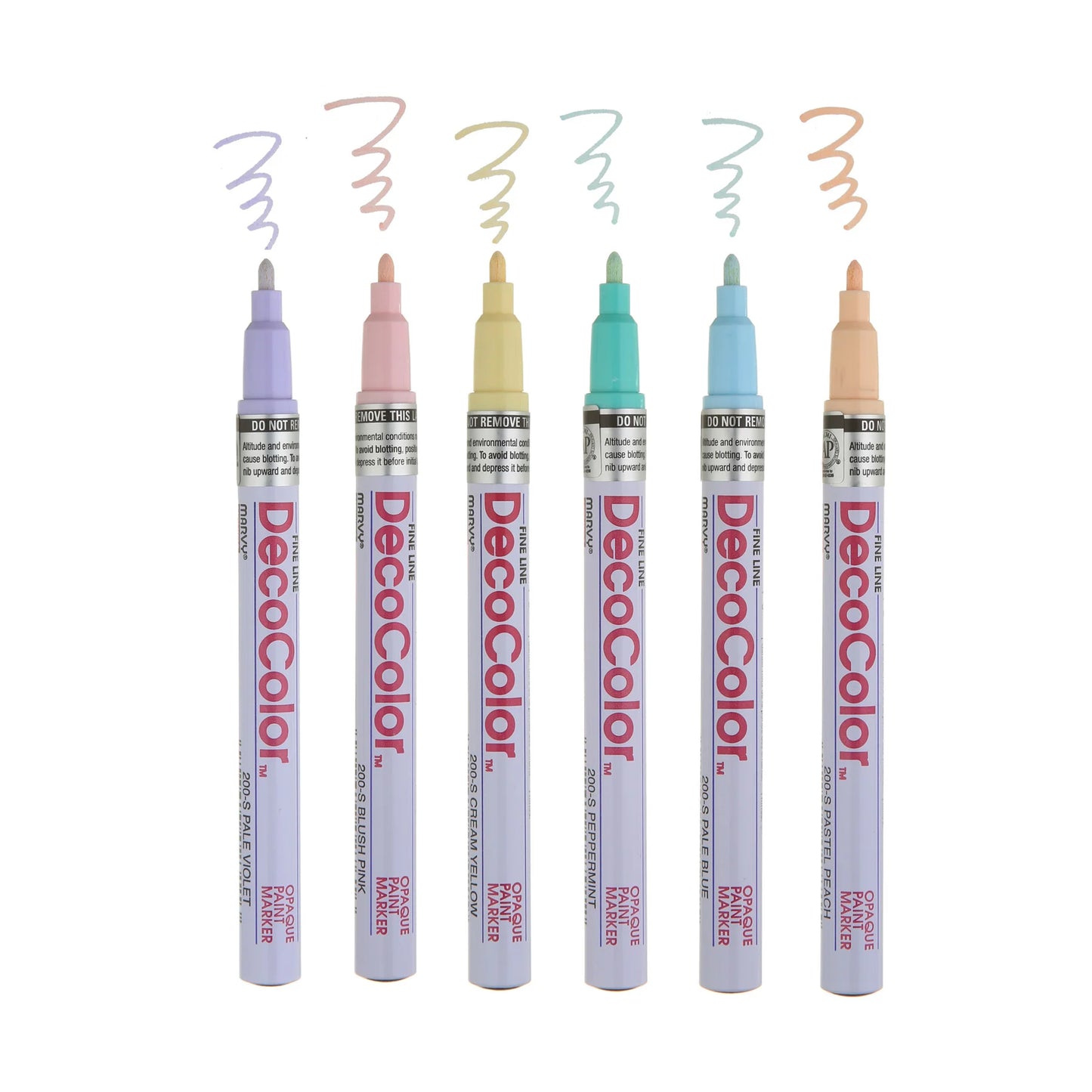 Marqueur DECOCOLOR® Pointe fine Marvy Uchida – Étui de 6 couleurs pastel