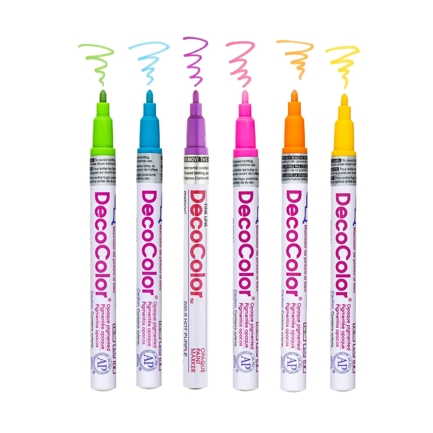 Marvy Uchida DECOCOLOR® Marker Fine - Hot Colors Set of 6