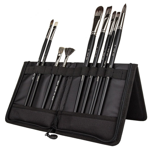 Foldable Brush Case With Zipper Closure for Long Handle Brushes - 14 Slots