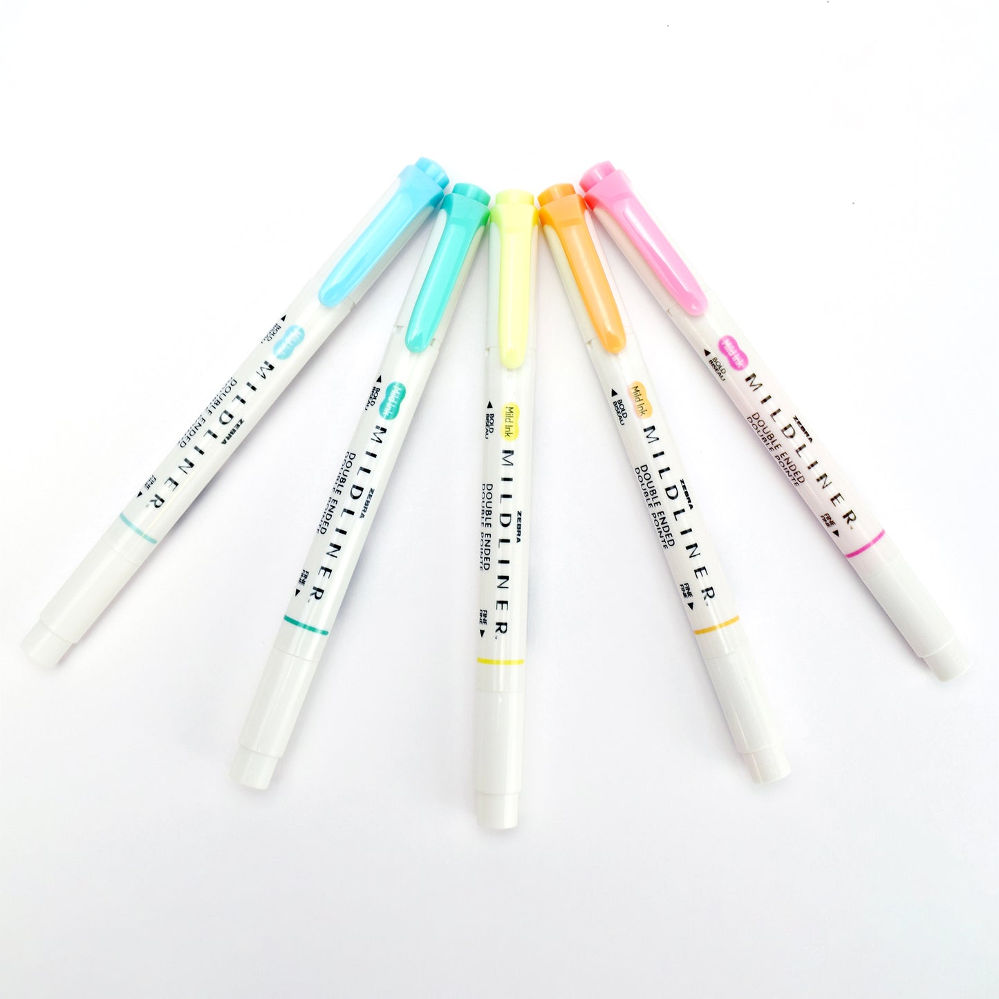 Zebra Mildliner Double Ended Highlighter Set of 5 - Fluorescent