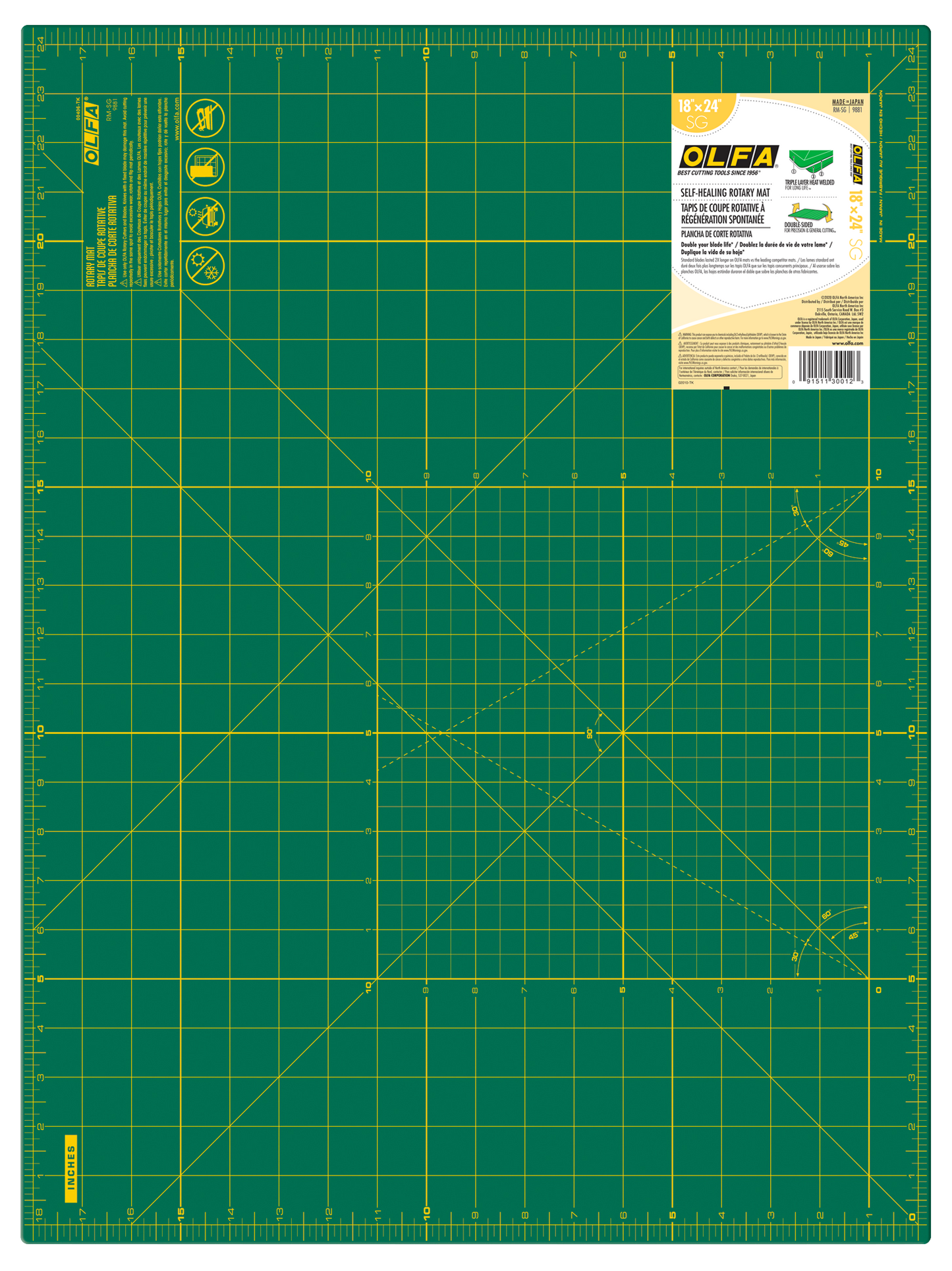 OLFA Double Sided Rotary Mat Green 18" x 24"