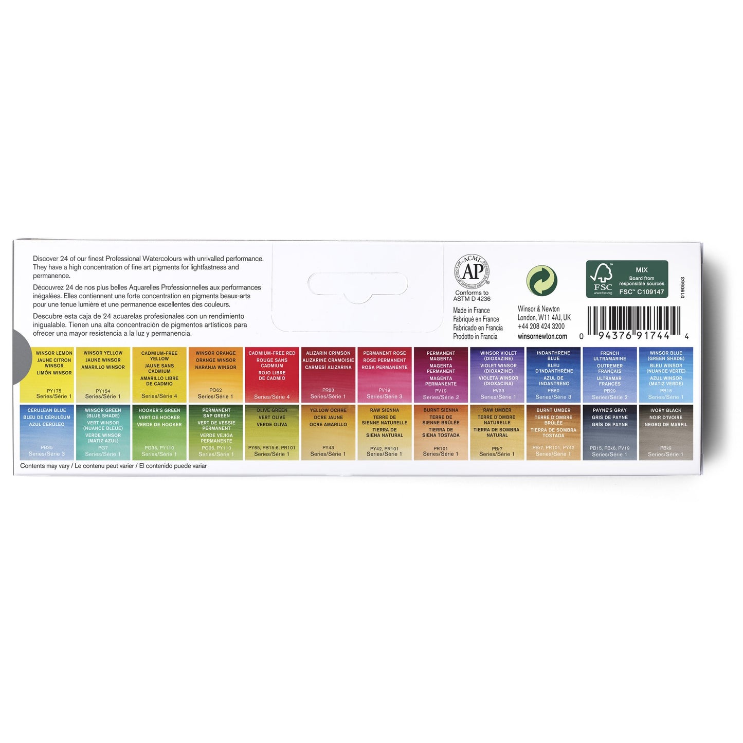 Winsor & Newton Professional Watercolour Set of 24 Complete Travel Tin