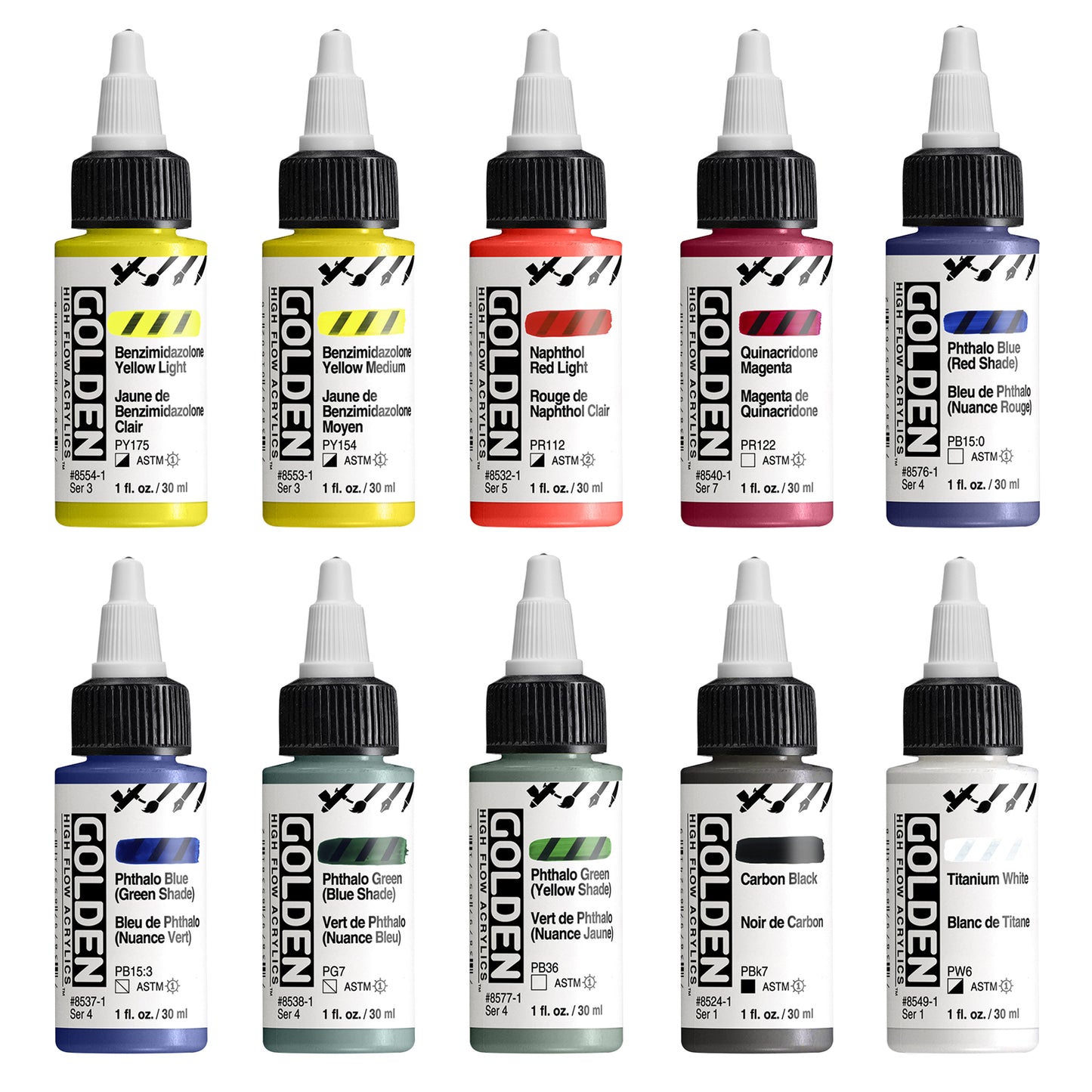 GOLDEN High Flow Acrylics Mixing Set of 10