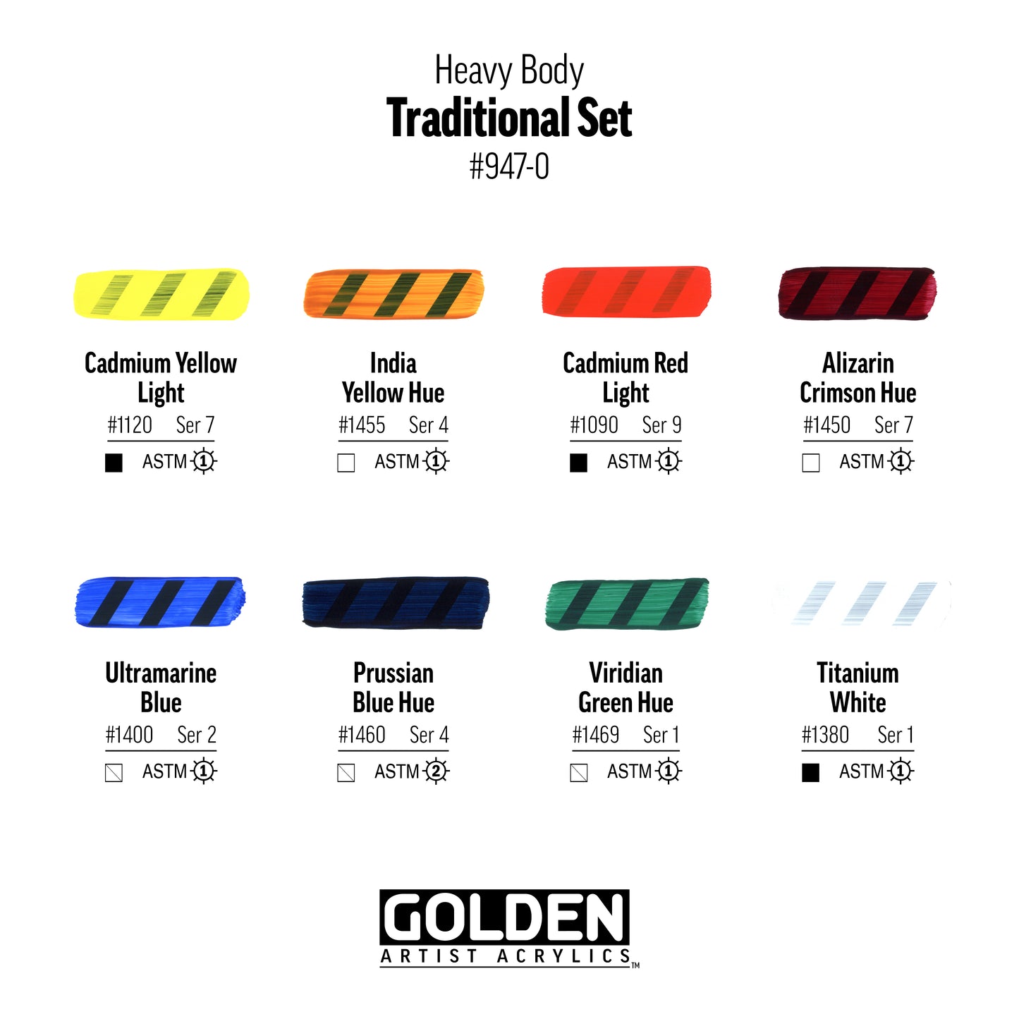 GOLDEN Heavy Body Acrylics Traditional Set