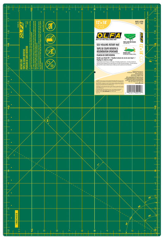 OLFA Double Sided Rotary Mat Green 12" x 18"