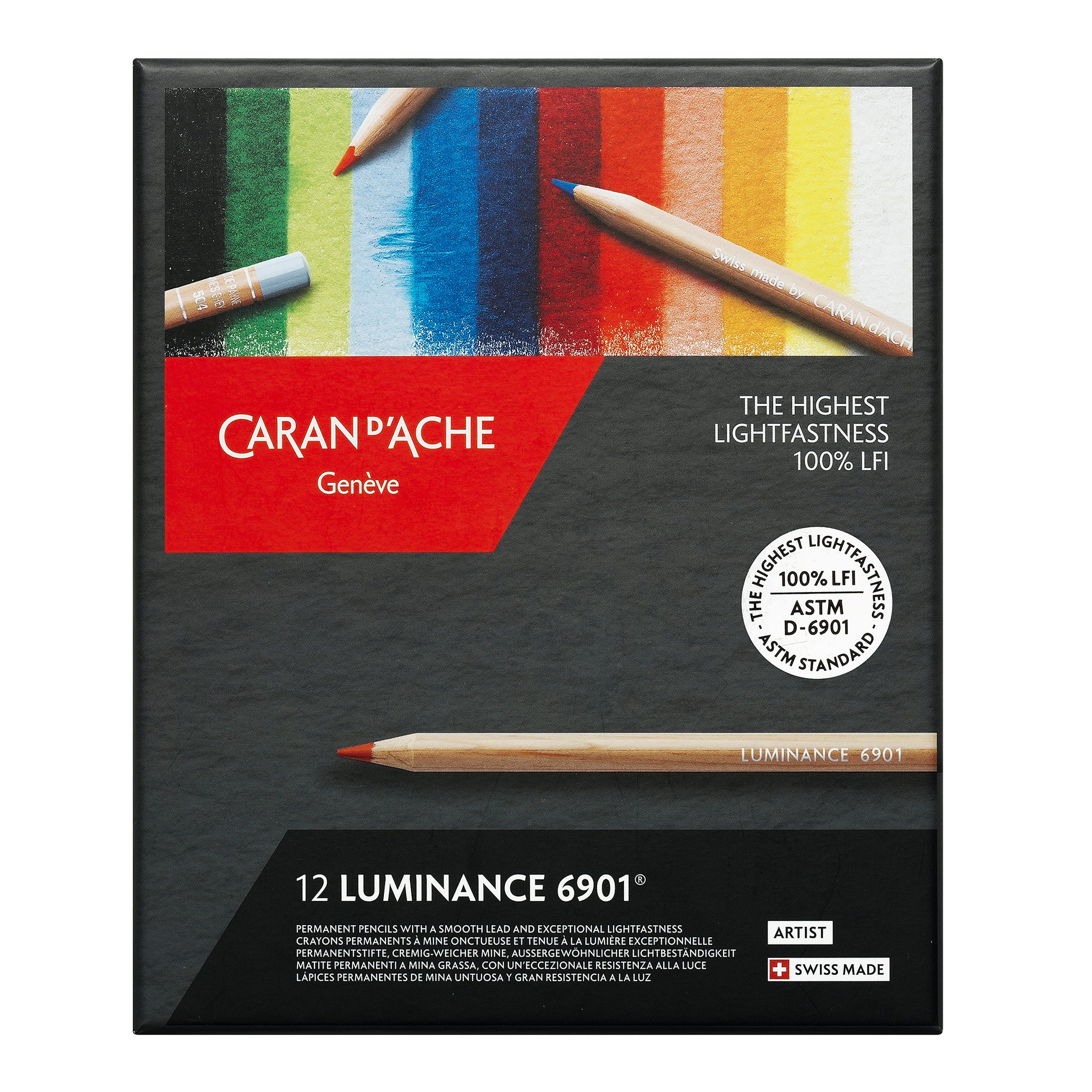 Lot De 3 Crayons De Couleur Caran D'Ache Luminance Blanc 001 - Mine Crémeuse Résistante à La Lumière