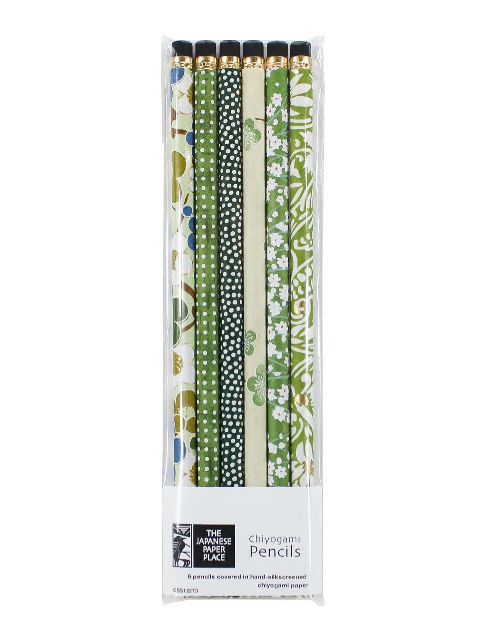 Japanese Paper Place Chiyogami Covered Pencils - Green