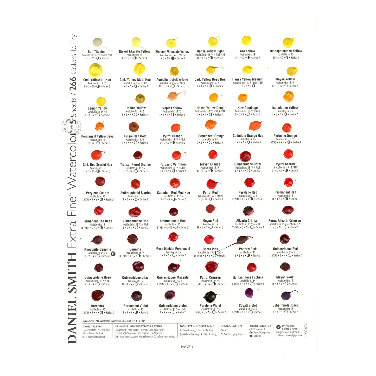 Daniel Smith Extra Fine Watercolor Dot Card - 266 Watercolour + 22 Gouache