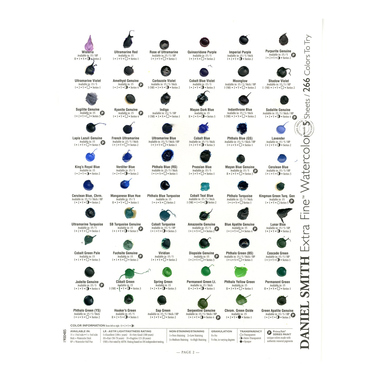 Daniel Smith Extra Fine Watercolor Dot Card - 266 Watercolour + 22 Gouache