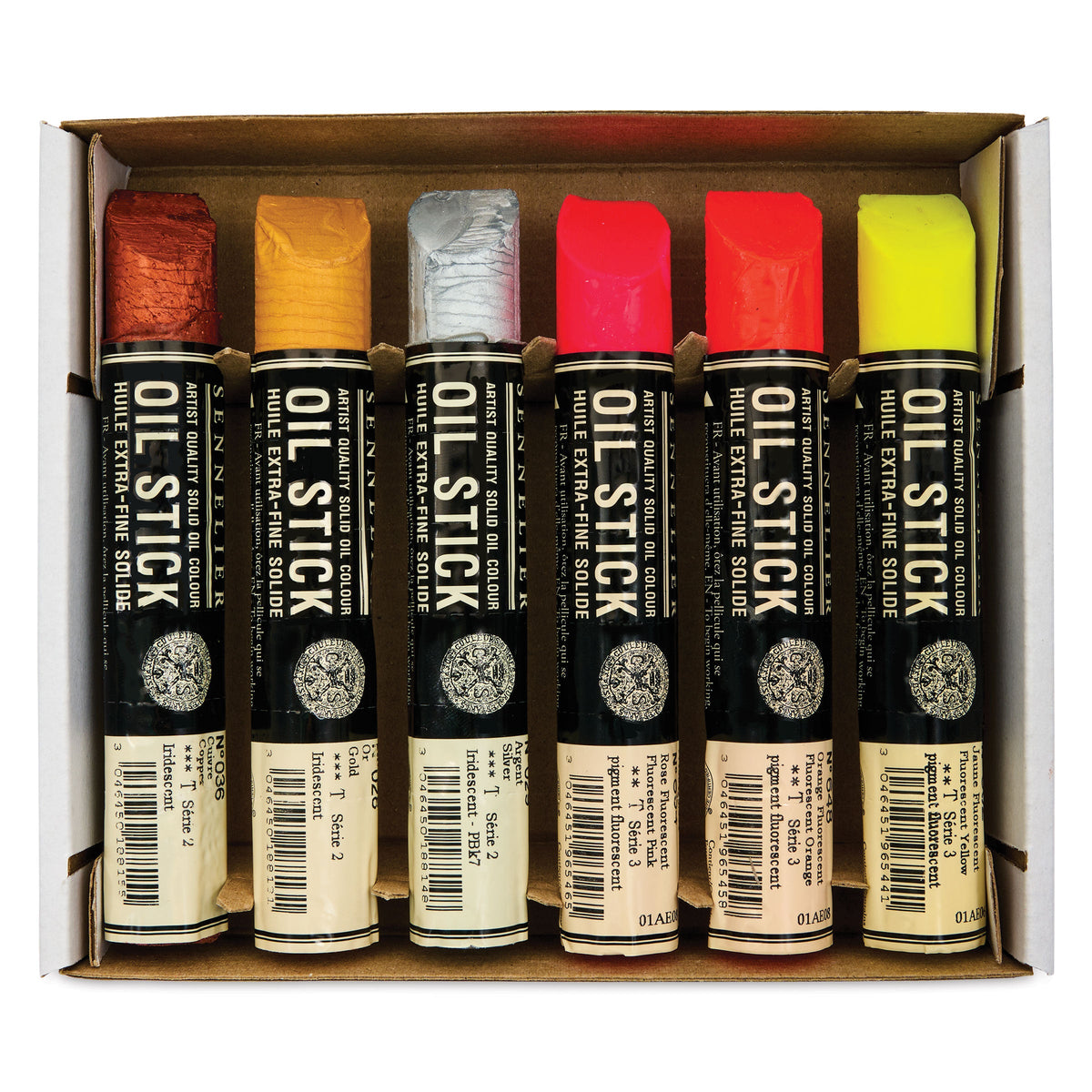 Sennelier Oil Stick Set of 6 - Fluorescent and Metallic