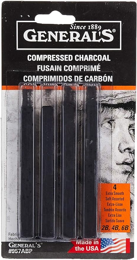 General's Compressed Charcoal - Packs of 4
