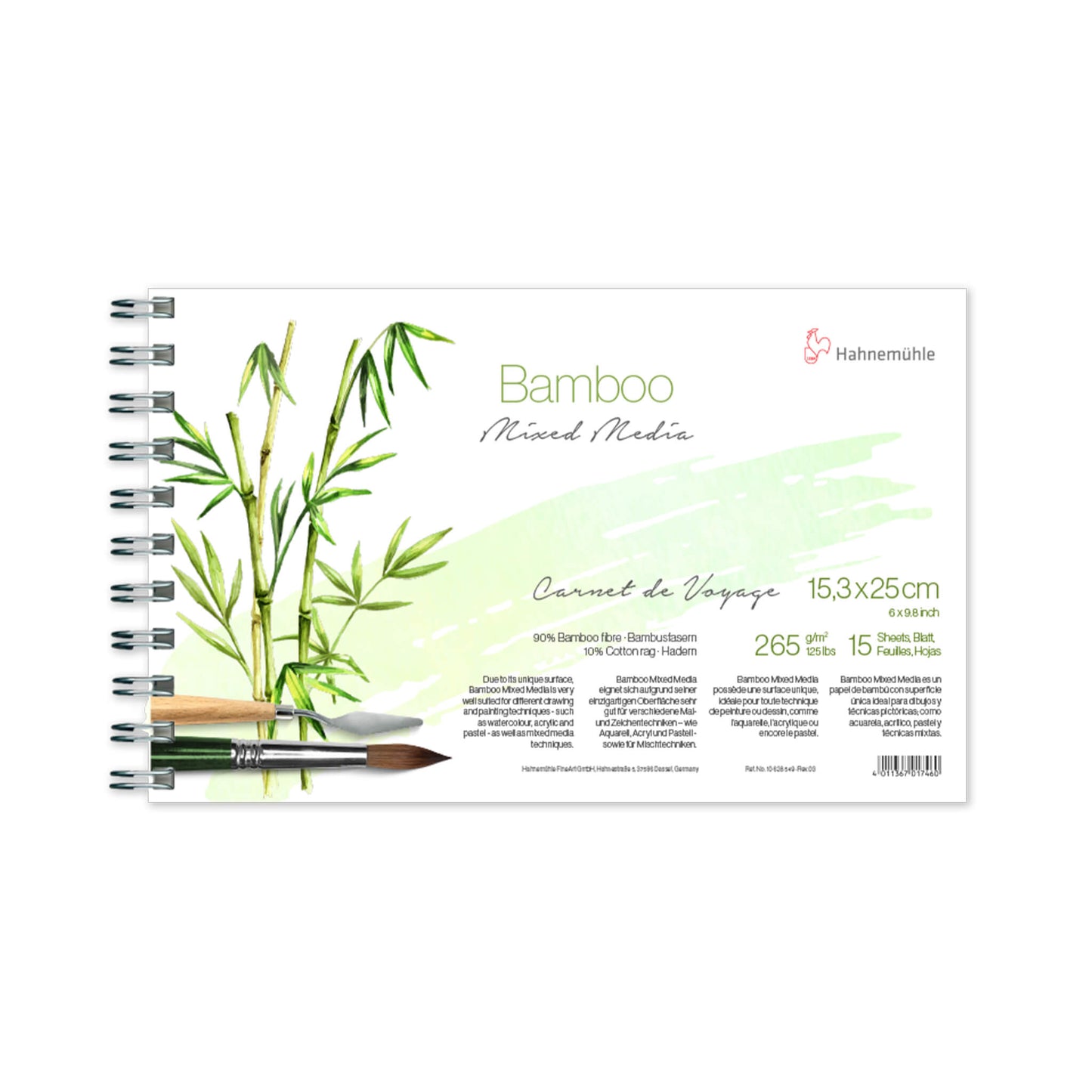 Hahnemühle® Natural Bamboo Mixed Media Pad - Carnet de Voyage 15.3 x 25 cm