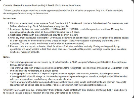 Jacquard Cyanotype Sensitizer Set