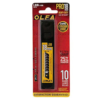 OLFA Standard Cutter 180 Black 18mm Snap-Off Blade Pack of 10