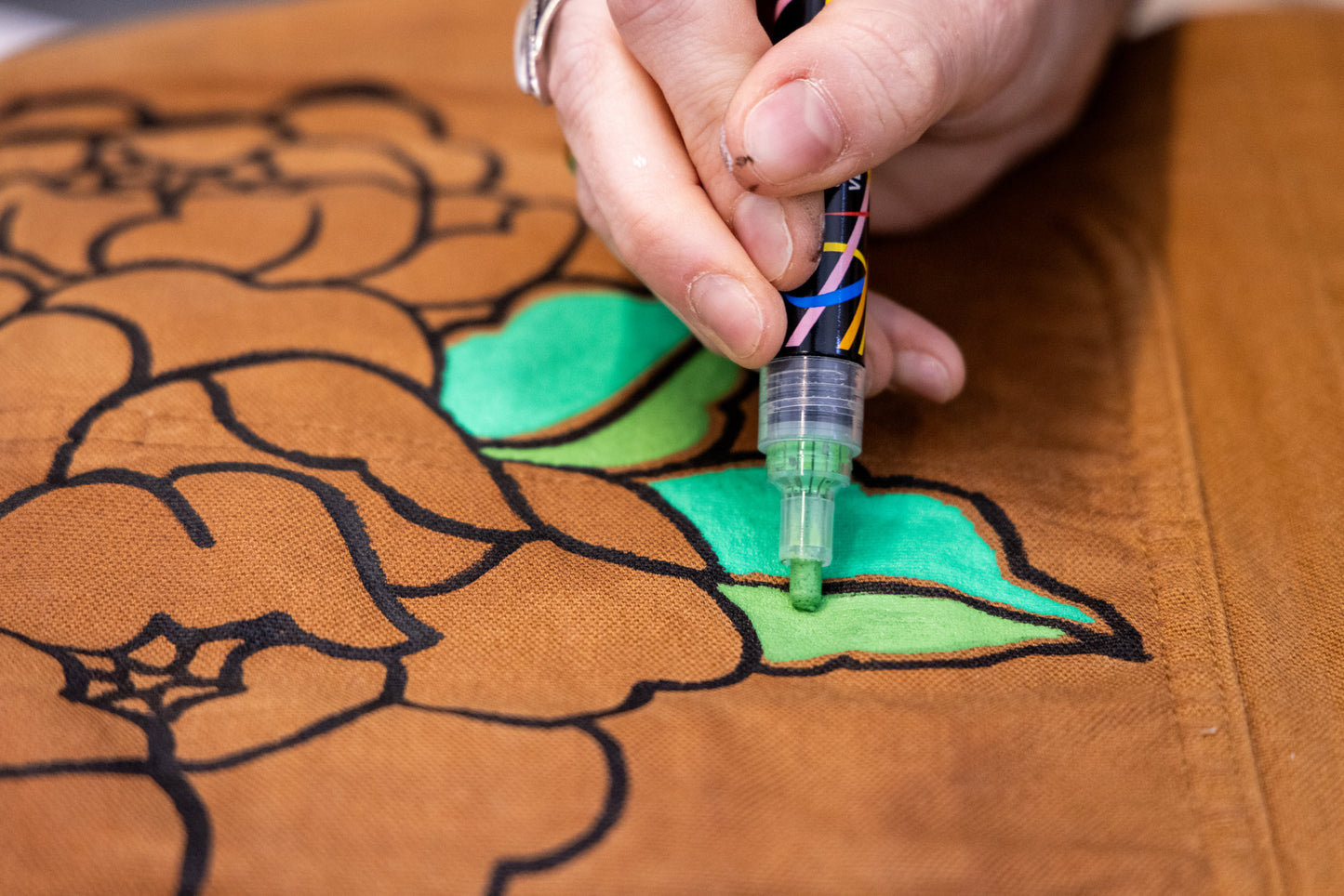 Liquitex Professional Paint Marker 2mm Set of 40 - Radical — in use on fabric