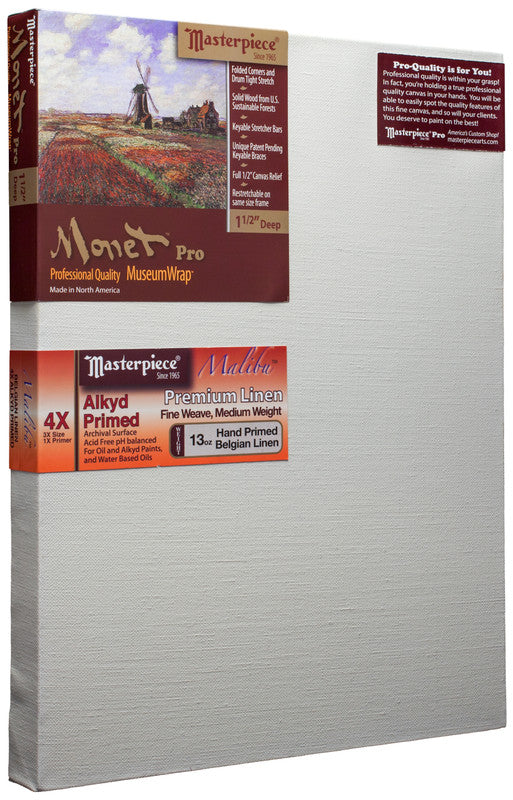 Masterpiece Monet Pro Malibu Pre-Stretched Canvas (13oz Belgian Linen, 4x Alkyd Primed)