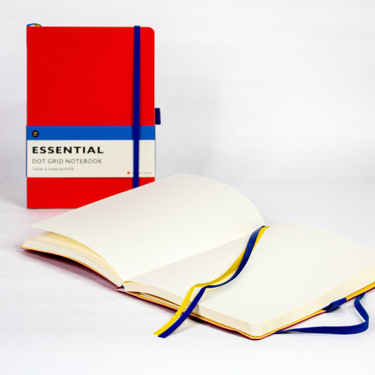 Opus Essential Dot Grid Notebook Red A5 size (14.8cm x 21cm - 5 3/4” x 8 1/2”)