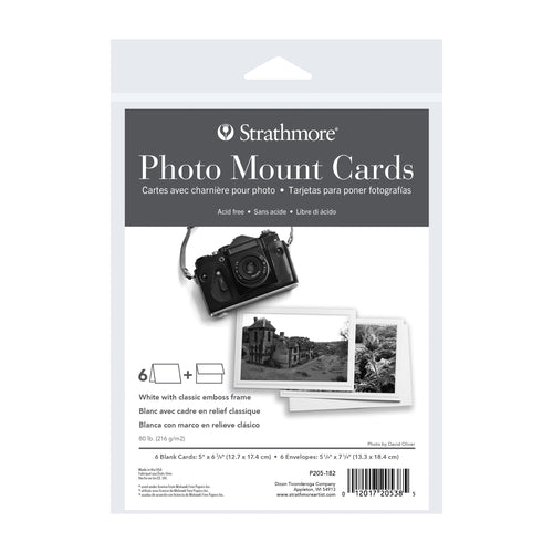 Strathmore Photo Mount Cards White Classic Embossed Pack of 6 - 5" x 6 7/8"
