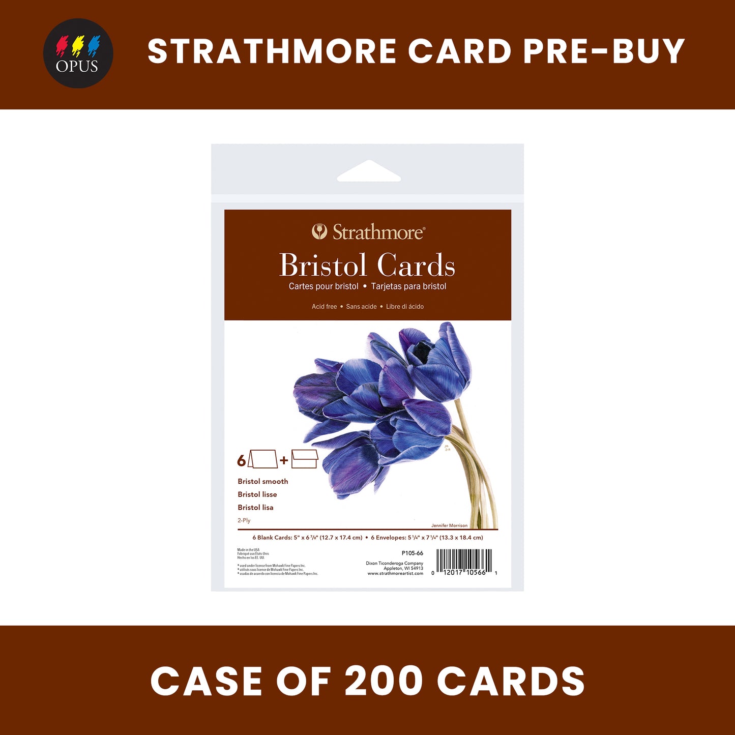 Cartes Bristol Strathmore série 400 5" x 6 7/8" - Boîte de 200 (Pré-achat)