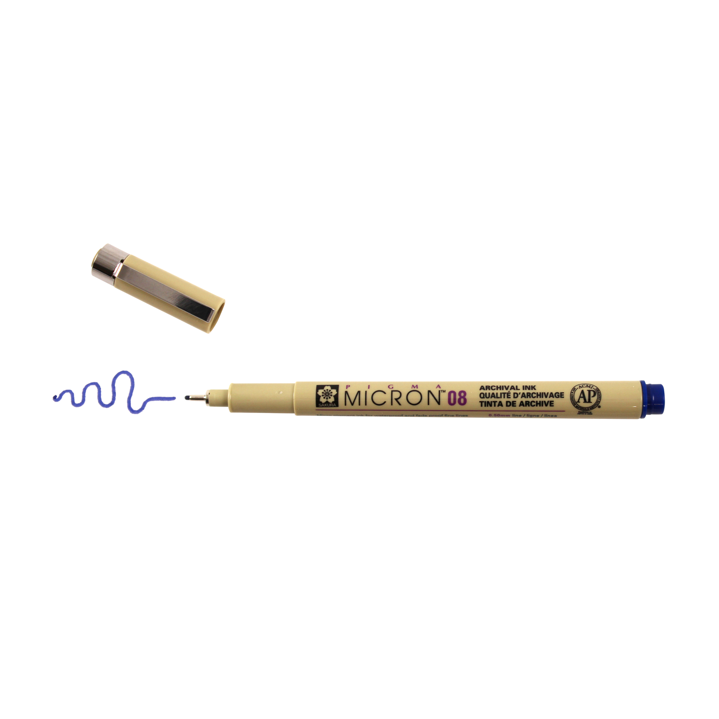 Sakura Pigma Micron Pen - Royal Blue, 08 point, cap off