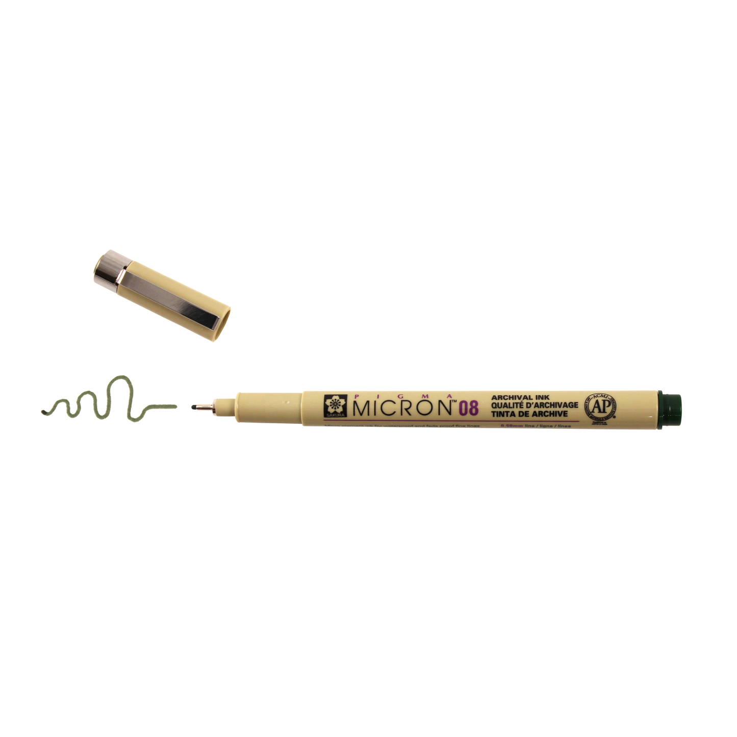 Sakura Pigma Micron Pen - Hunter Green, 08 point, cap off