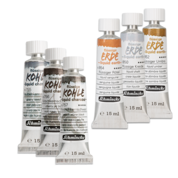 Schmincke Liquid Charcoal and Liquid Earth - colour range