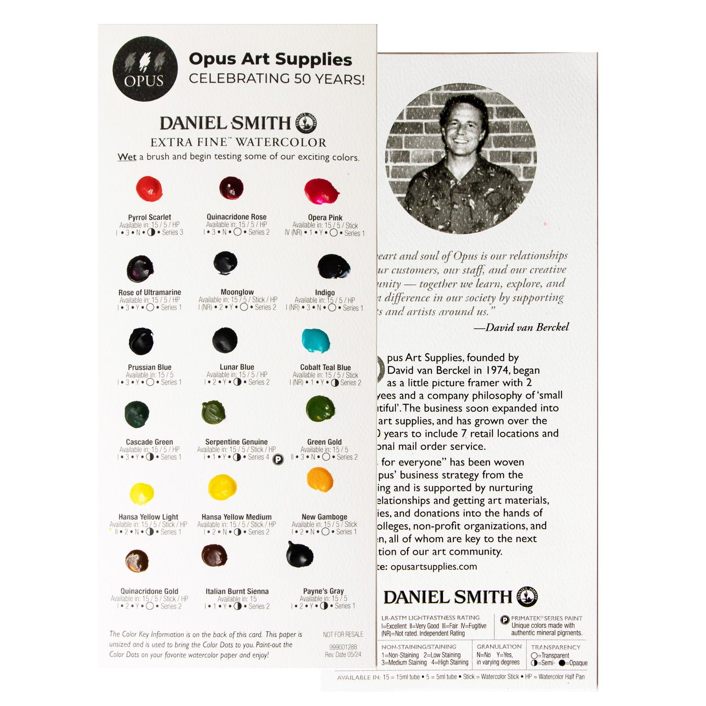 Daniel Smith Extra Fine Watercolour Dot Card - DvB 50th Anniversary (Gift with Purchase)