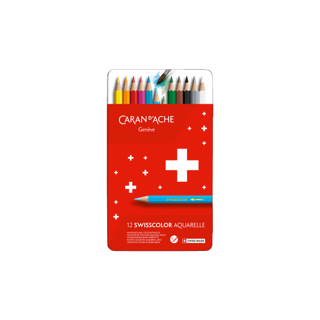 Swisscolor Watercolour Pencil Set of 12 - Metal tin