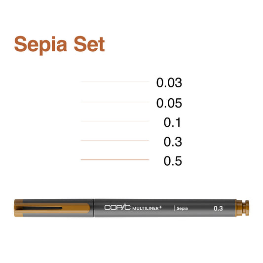 COPIC Multiliner+ Set of 5 Sepia