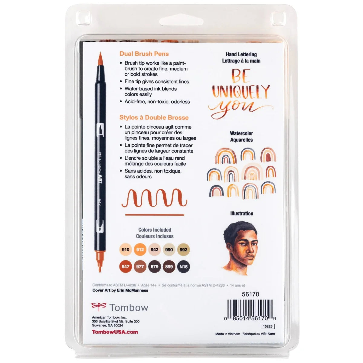Tombow Dual Brush Pen Set of 10 - Portrait Palette