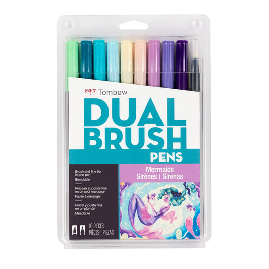 Tombow Dual Brush Pen Set of 10 - Mermaids