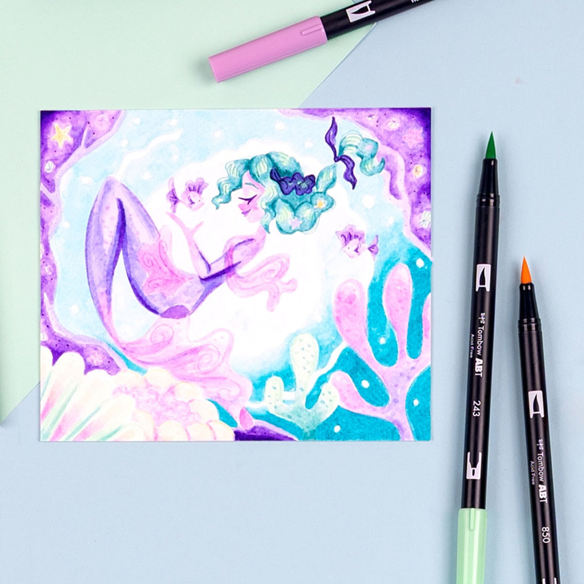 Tombow Dual Brush Pen Set of 10 - Mermaids