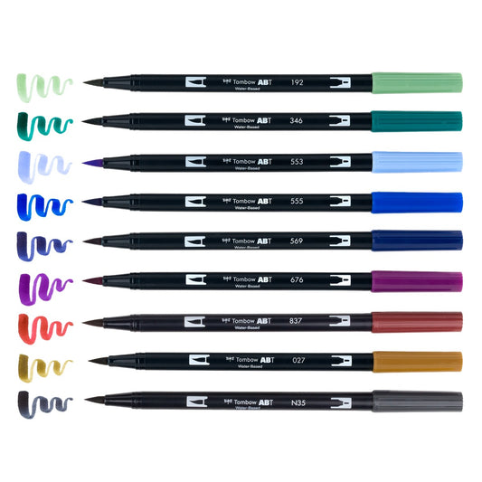 Lot de 10 stylos pinceaux doubles Tombow - Dragons