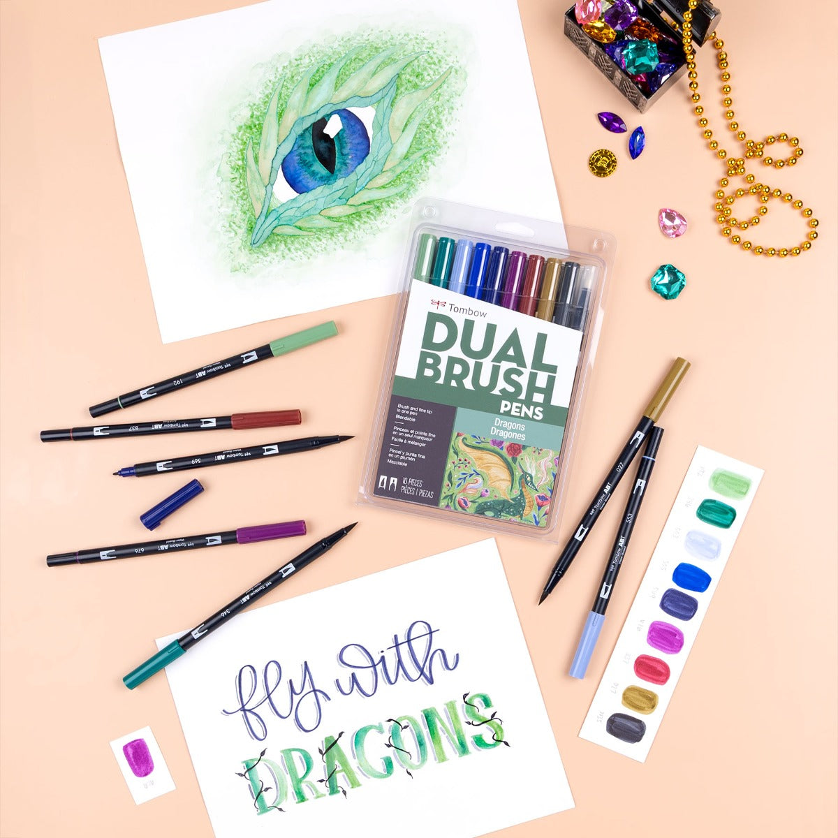 Tombow Dual Brush Pen Set of 10 - Dragons