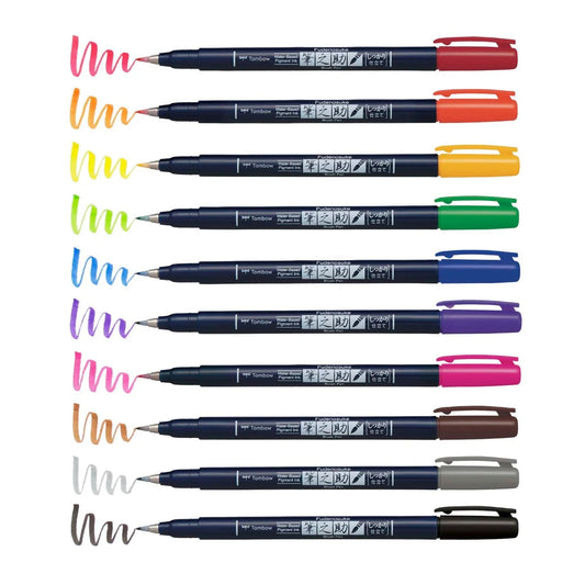 Lot de 10 pinceaux de couleur Tombow Fudenosuke