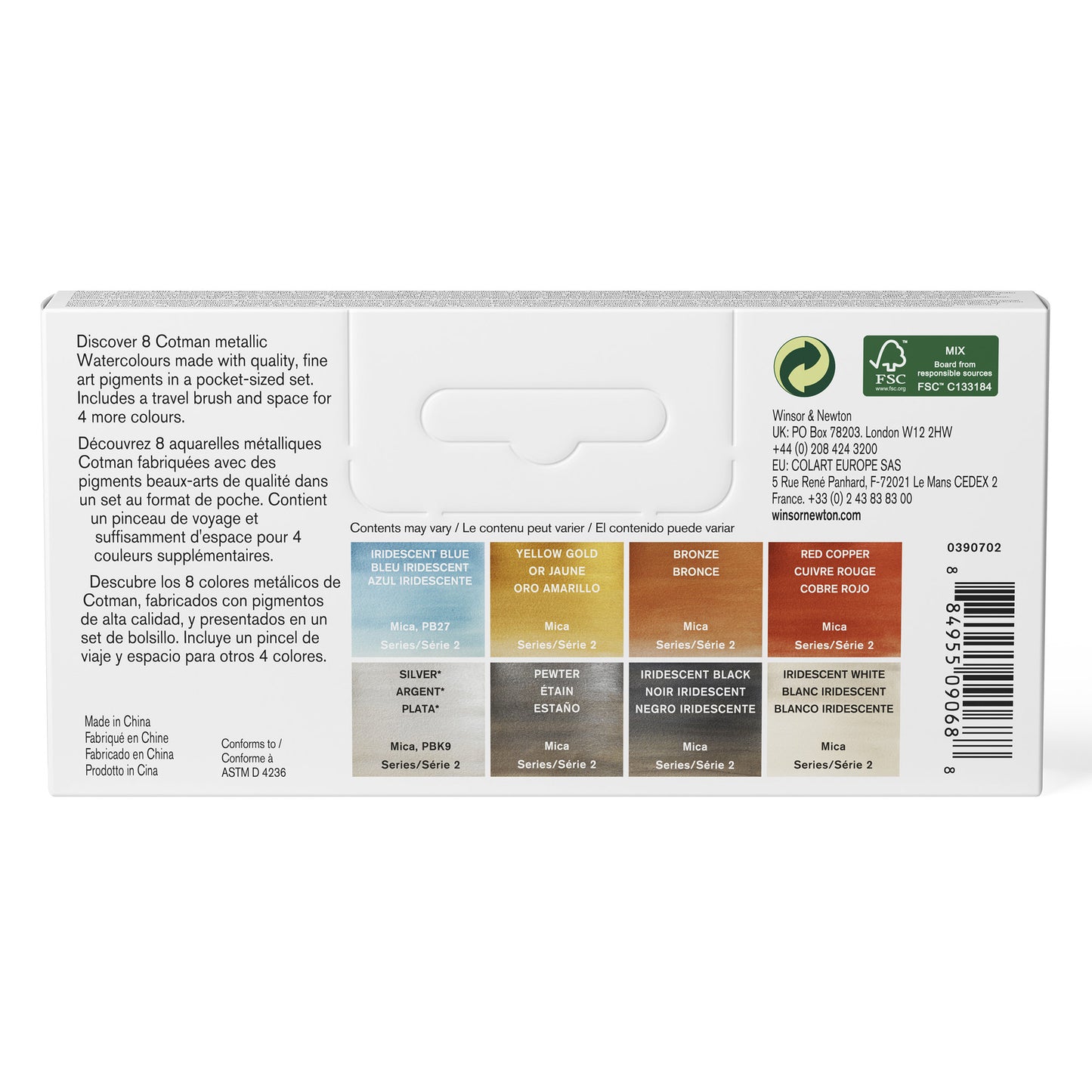 Winsor & Newton Cotman Watercolour Metallic Pocket Set of 6