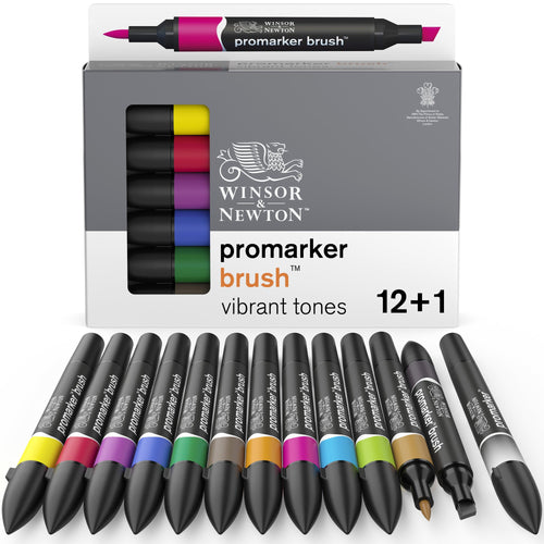 Winsor & Newton Promarker Brush Set of 12 Vibrant Tones
