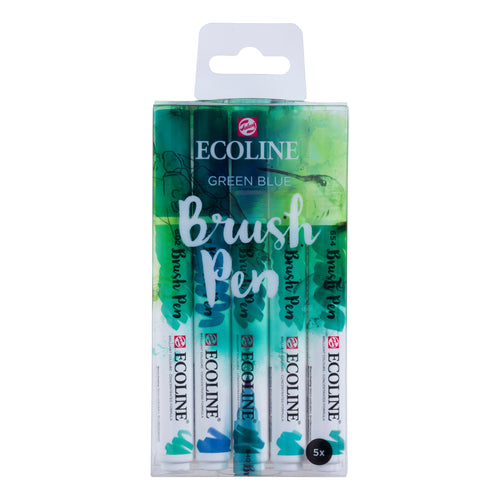 Ecoline Brush Pen Green Blue Set of 5