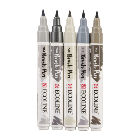 Ecoline Brush Pen Grey Set of 5
