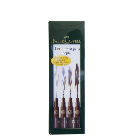 Faber-Castell PITT Artist Pen Set - Set of 4 Sepia