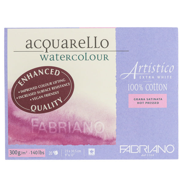 Fabriano Artistico Watercolor Block - 10x14 Vegan Extra White, 140lb Cold  Press (20 Sheets)