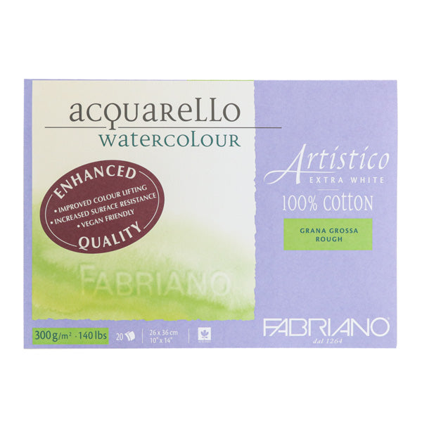 Fabriano Artistico Watercolor Block - 5x7 Vegan Extra White 140lb Hot Press 25 Sheets