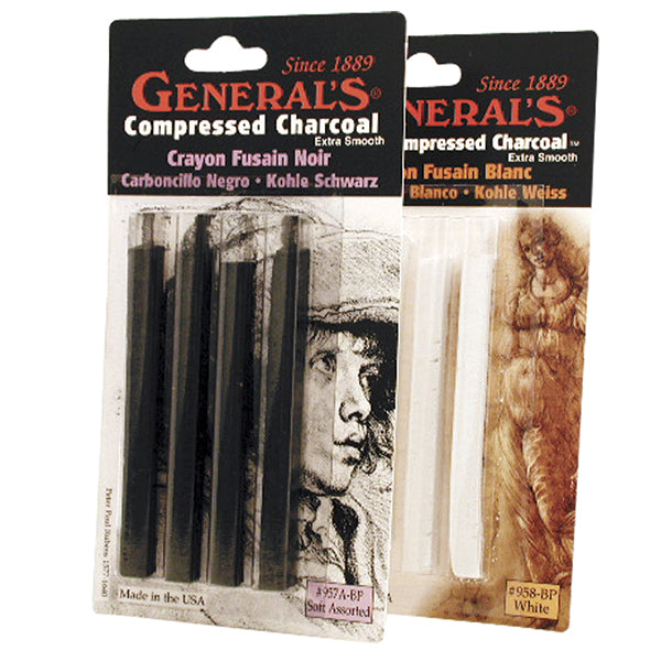 General Pencil Compressed Charcoal Set, 2B, Hard, 2/Pkg.