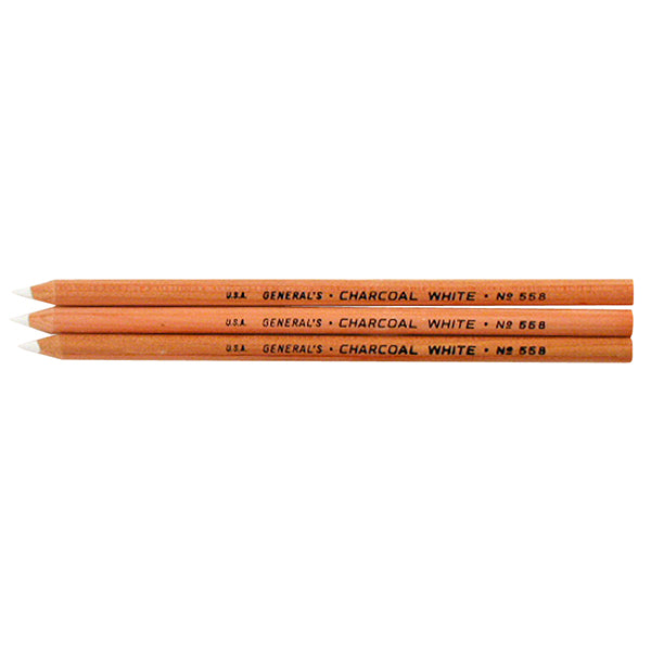 General Pencil Copressed White Charcoal Sticks 4Pk