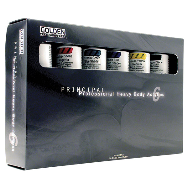 Coffret de 6 peintures acryliques professionnelles GOLDEN Principal Heavy Body, maintenant ou jamais